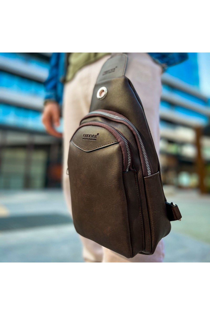 Mens Shoulder Bag - Brown - 008