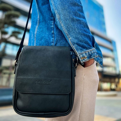 Mens Side Shoulder Bag - Black - 009