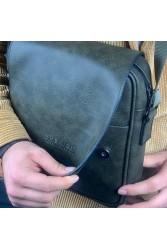 Mens Side Shoulder Bag - Khaki - 009