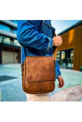 Mens Side Shoulder Bag - Tan - 009