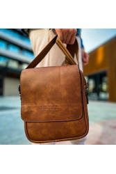 Mens Side Shoulder Bag - Tan - 009