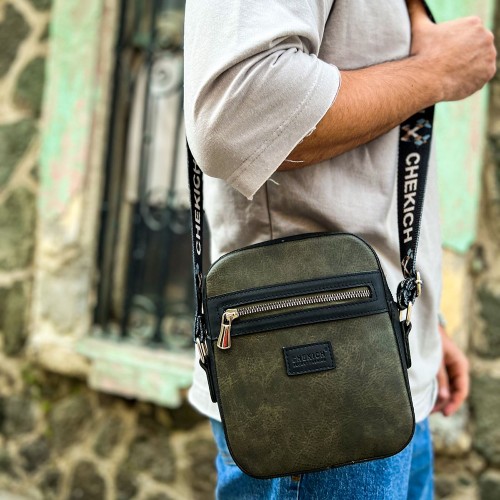 Mens Square Bag - Black Khaki - 102
