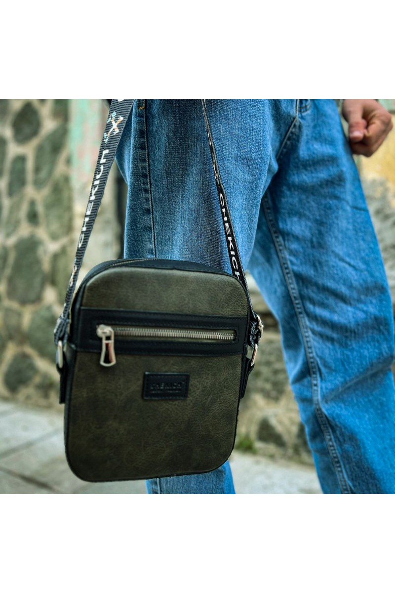 Mens Square Bag - Black Khaki - 102