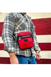 Mens Square Bag - Black Red - 102