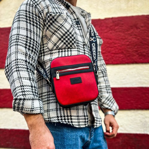 Mens Square Bag - Black Red - 102