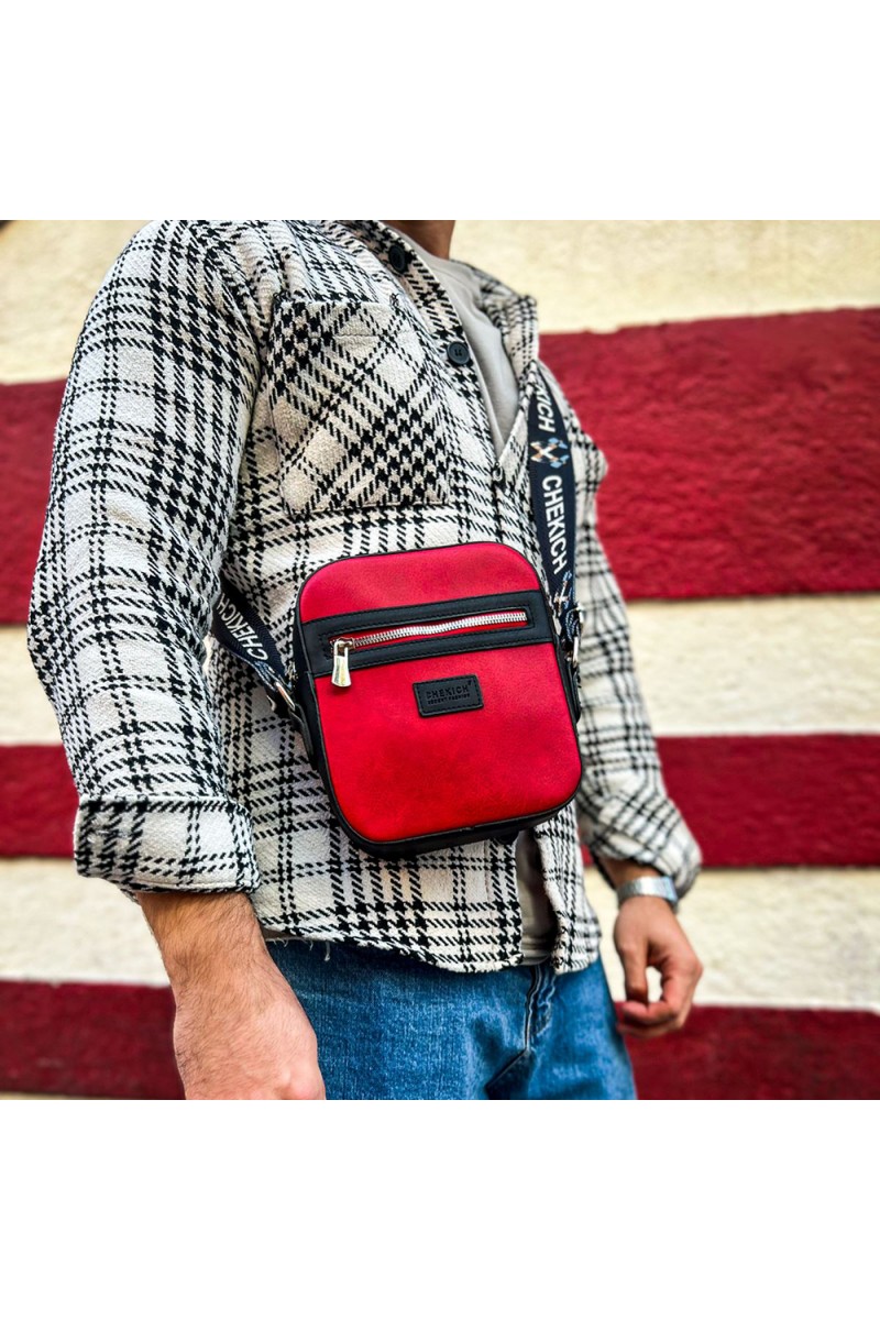 Mens Square Bag - Black Red - 102