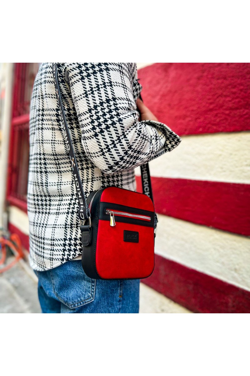 Mens Square Bag - Black Red - 102