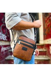 Mens Square Bag - Black Tan - 102