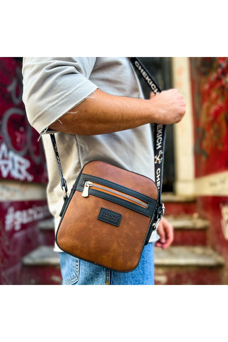Mens Square Bag - Black Tan - 102