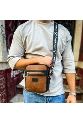 Mens Square Bag - Black Tan - 102