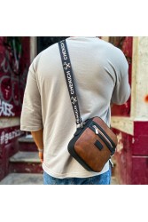 Mens Square Bag - Black Tan - 102