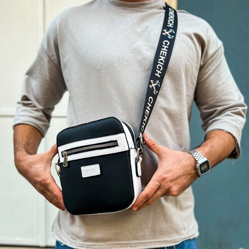 Mens Square Bag - Black White - 102