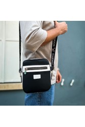 Mens Square Bag - Black White - 102