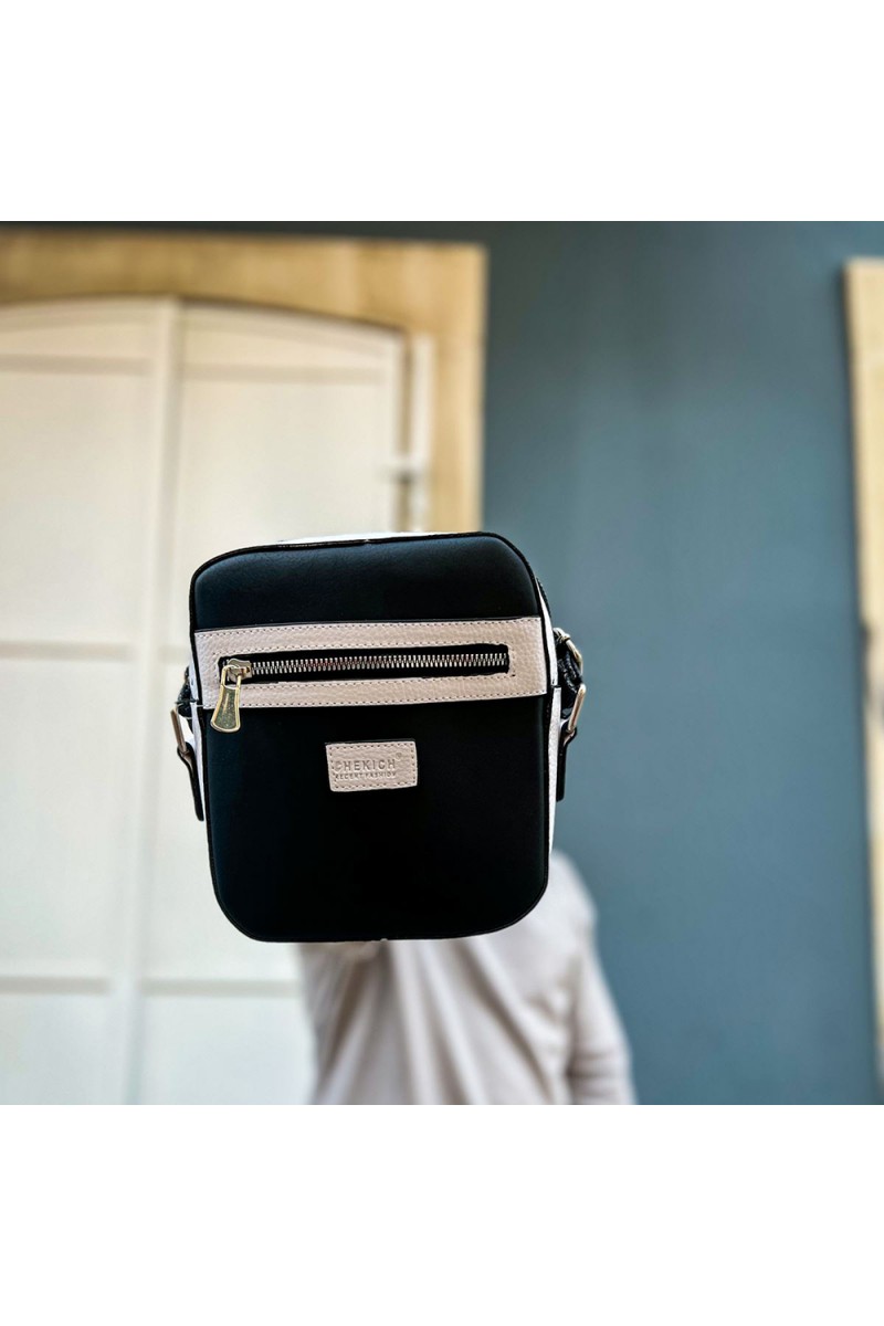 Mens Square Bag - Black White - 102