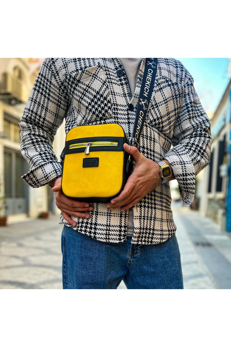 Mens Square Bag - Black Yellow - 102