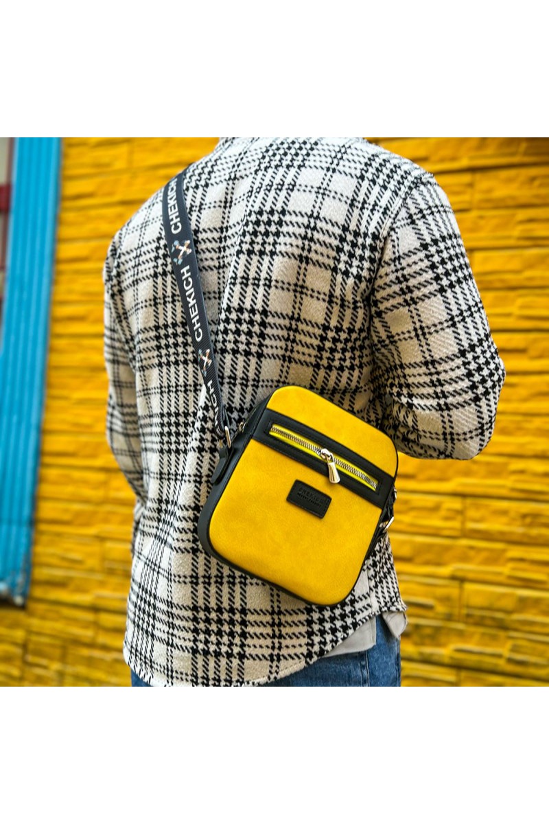 Mens Square Bag - Black Yellow - 102