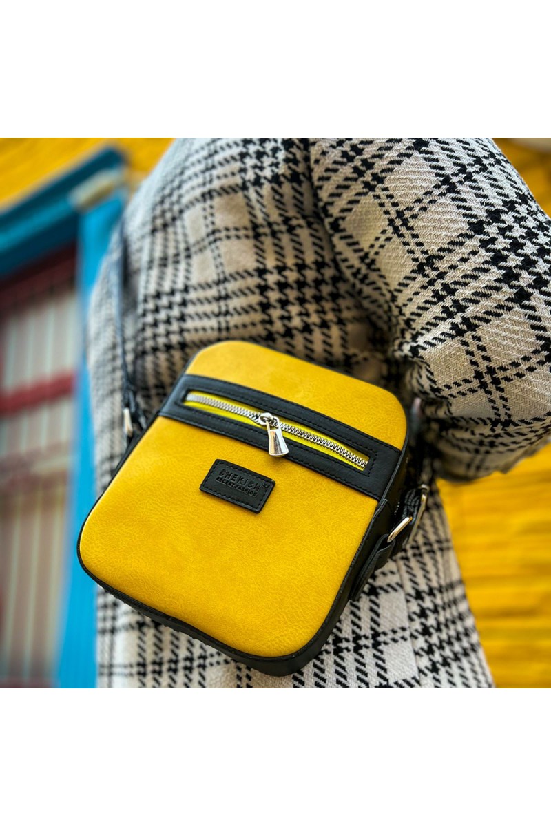 Mens Square Bag - Black Yellow - 102