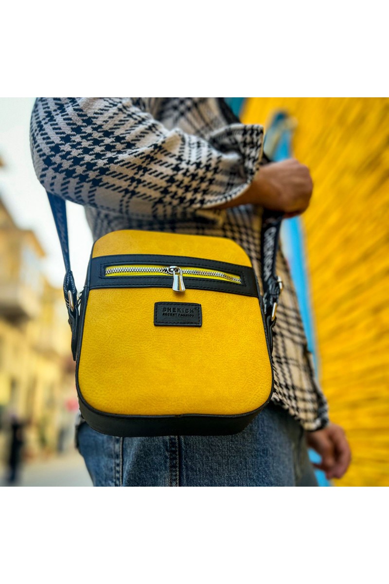Mens Square Bag - Black Yellow - 102