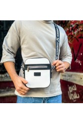 Mens Square Bag - White Black - 102