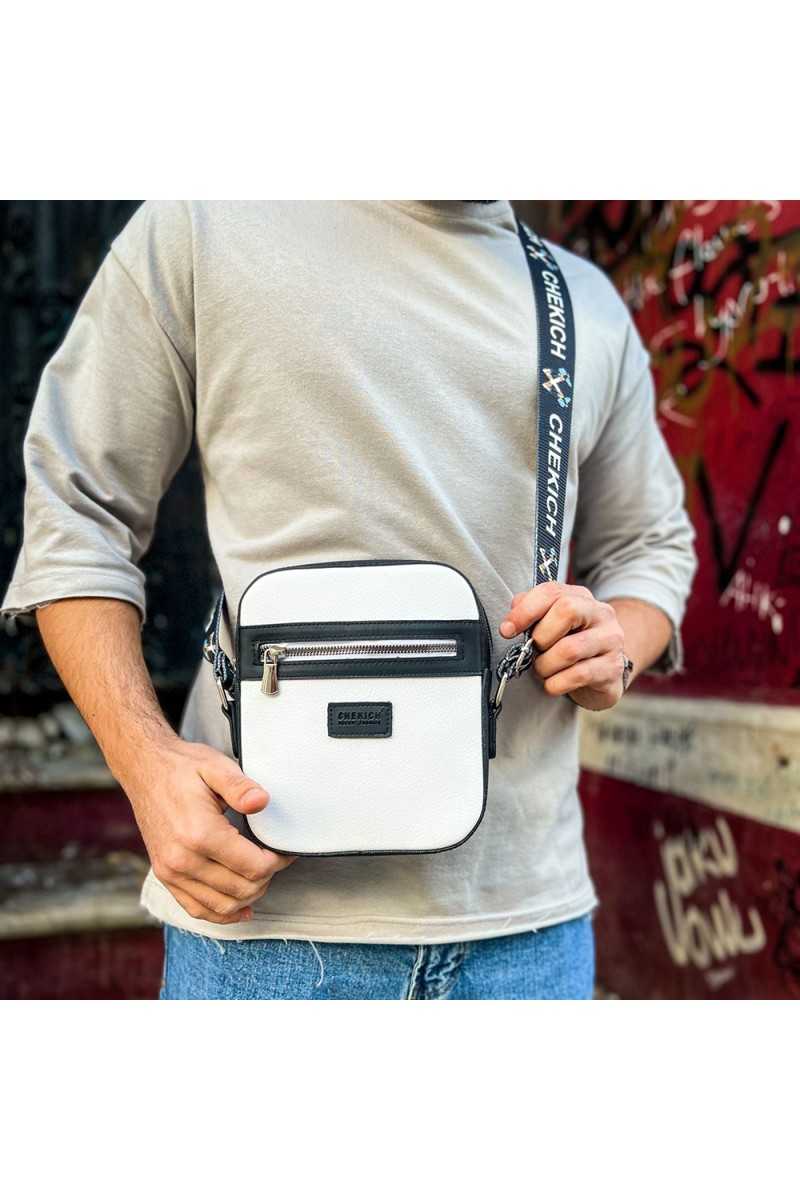 Mens Square Bag - White Black - 102