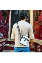 Mens Square Bag - White Black - 102
