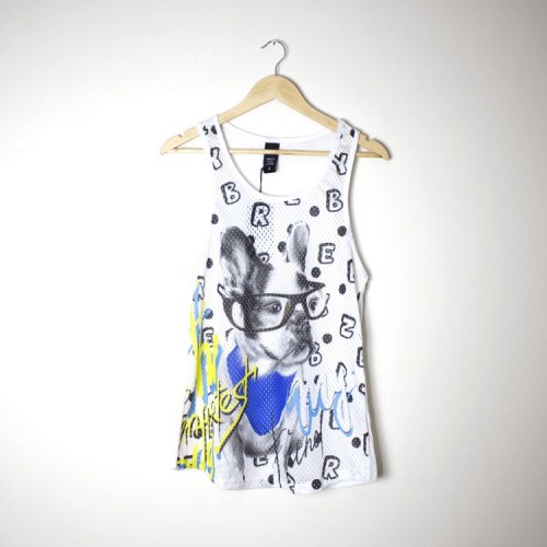 Men's Vest Tops  - White - Dog With Glasses