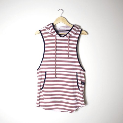 Men's Vest Tops  - Striped Pink White