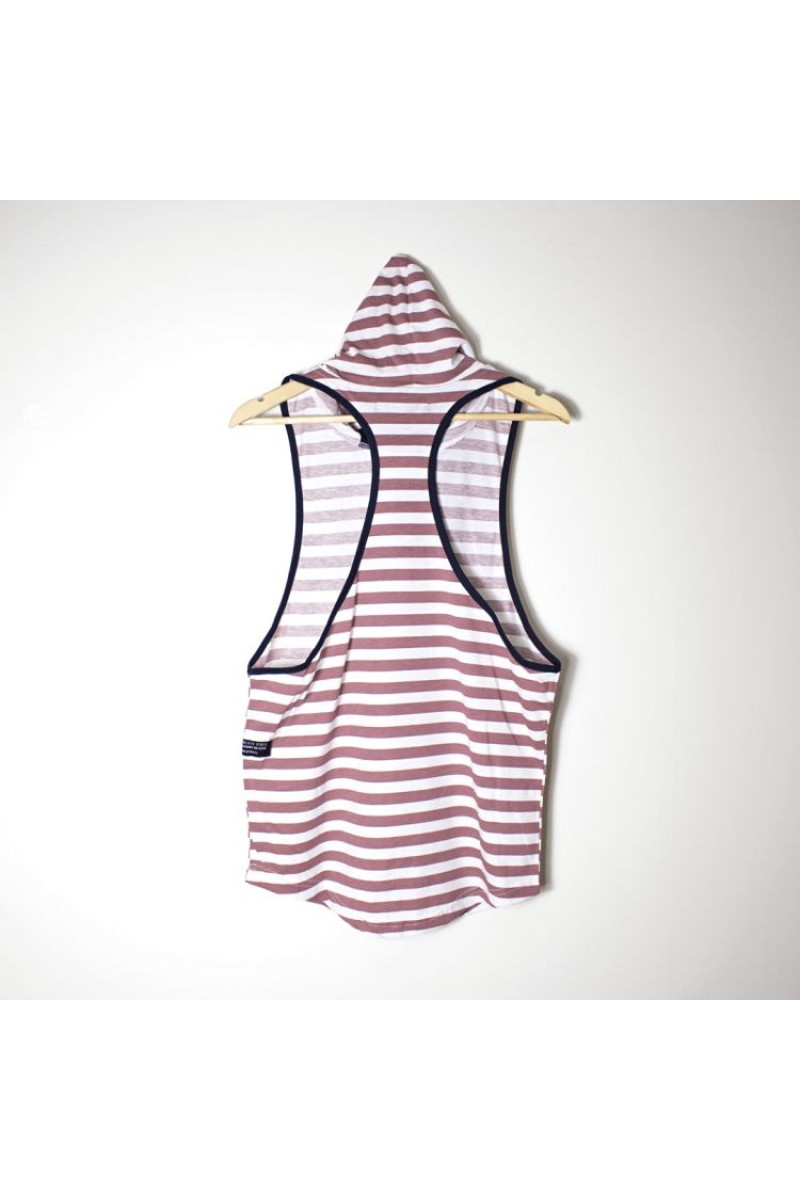 Men's Vest Tops  - Striped Pink White
