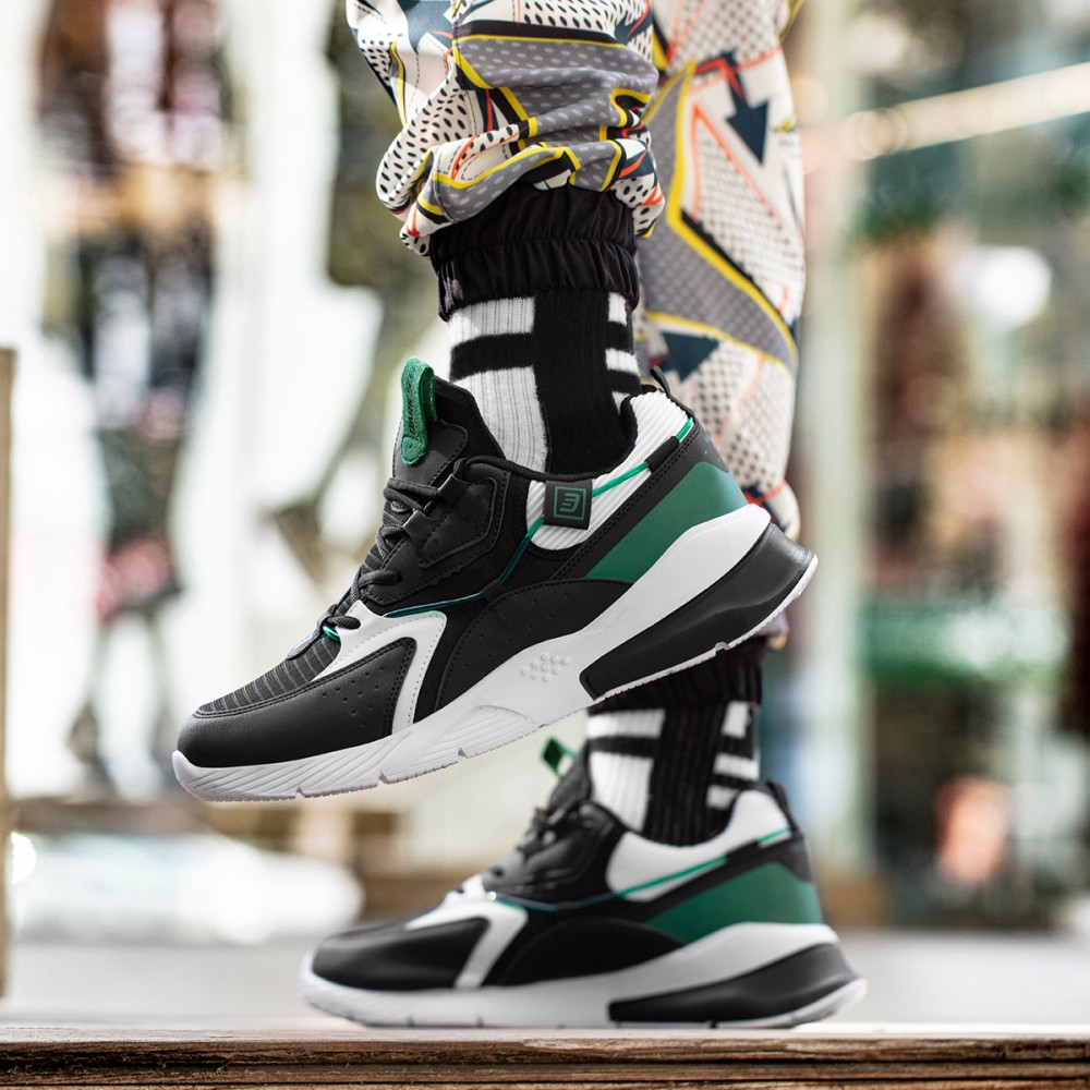 Mens Sneakers - Black White Green - DS3.1205