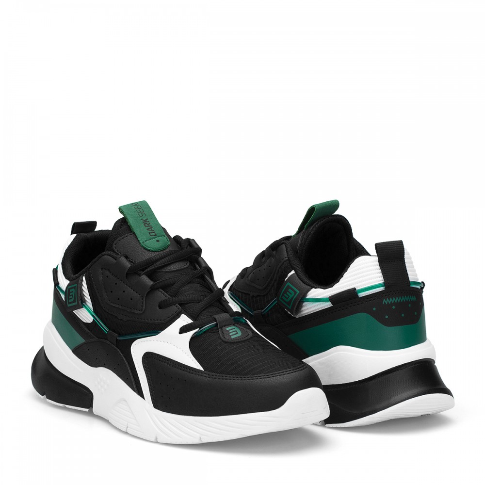 Mens Sneakers - Black White Green - DS3.1205
