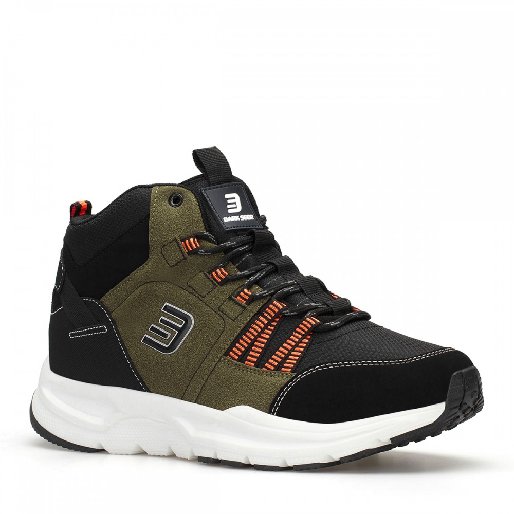 Mens High Top Sneakers - Black Khaki Orange - DS3.1258