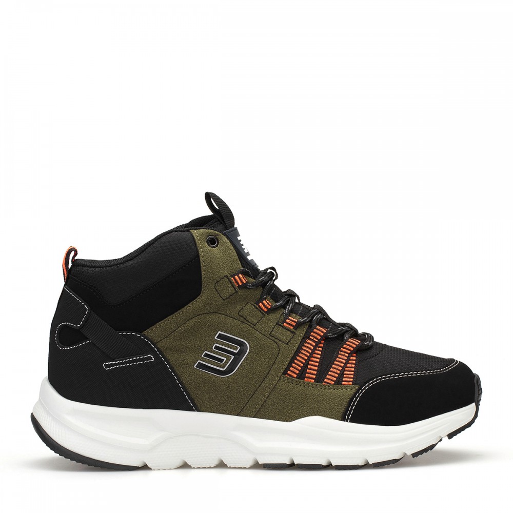 Mens High Top Sneakers - Black Khaki Orange - DS3.1258