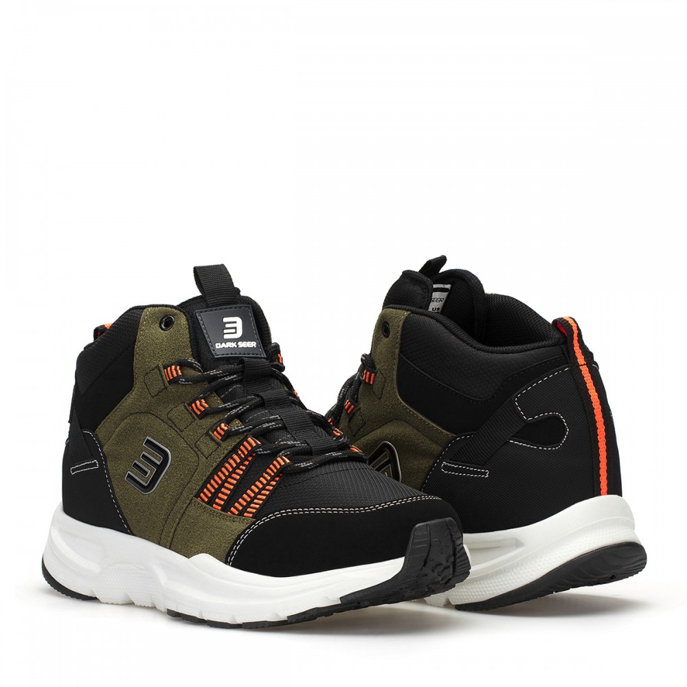 Mens High Top Sneakers - Black Khaki Orange - DS3.1258