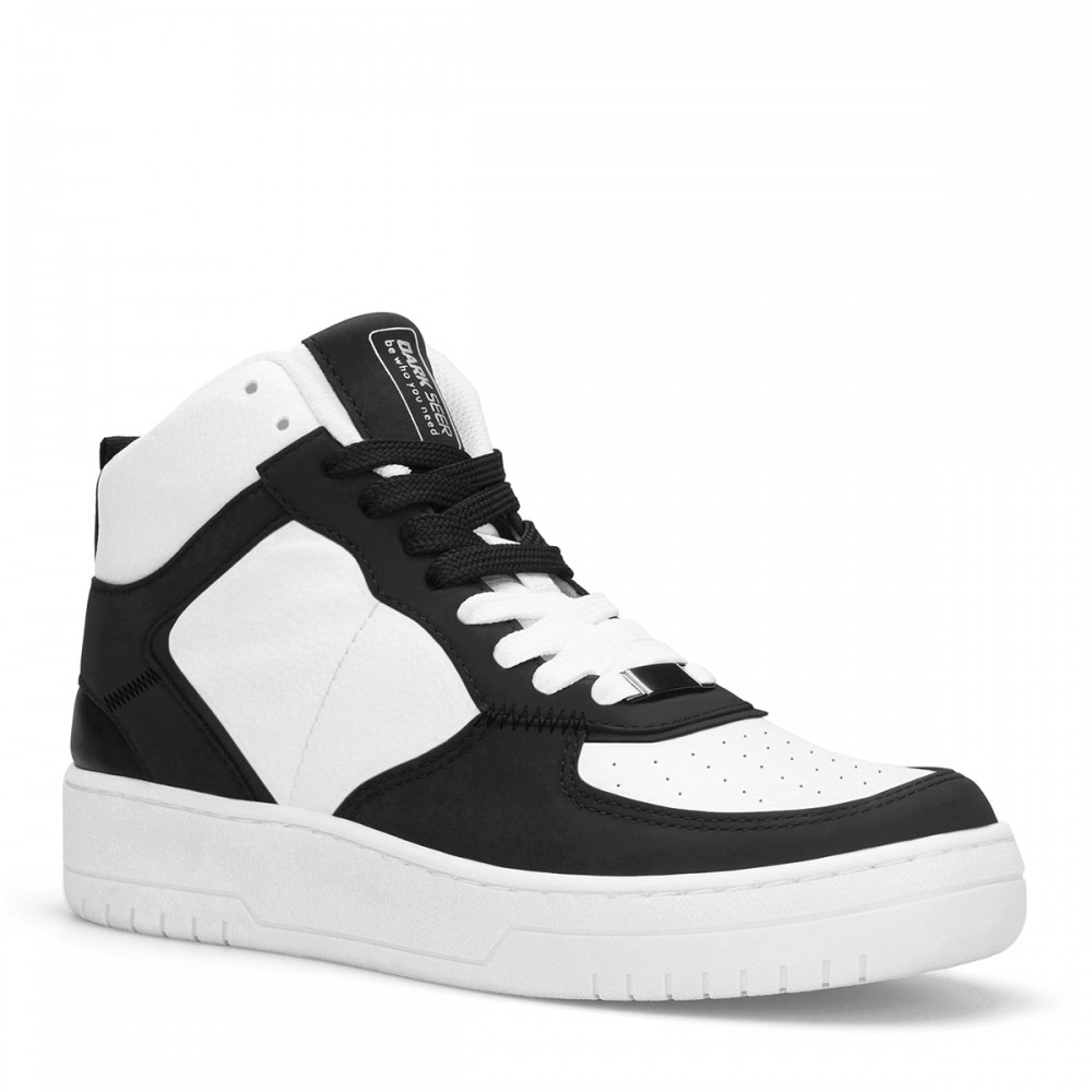 Women's High Top Sneakers - White Black - DS Maya