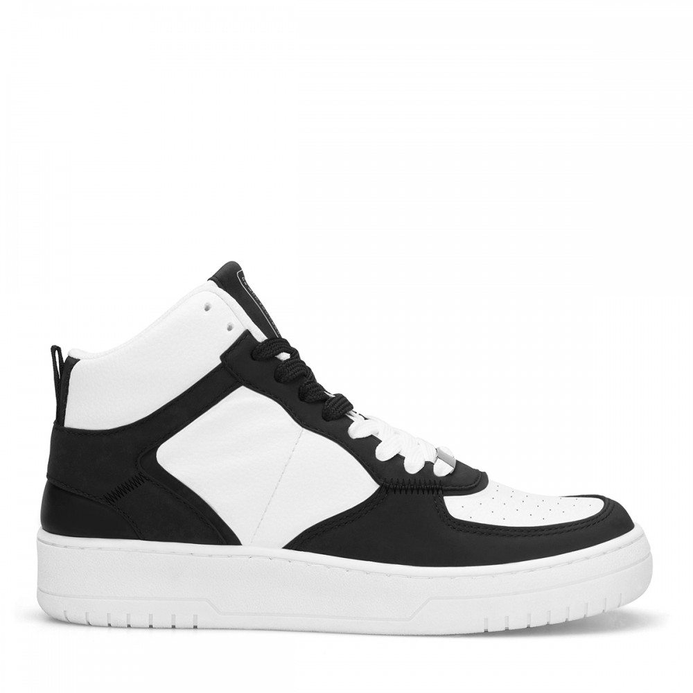 Women's High Top Sneakers - White Black - DS Maya