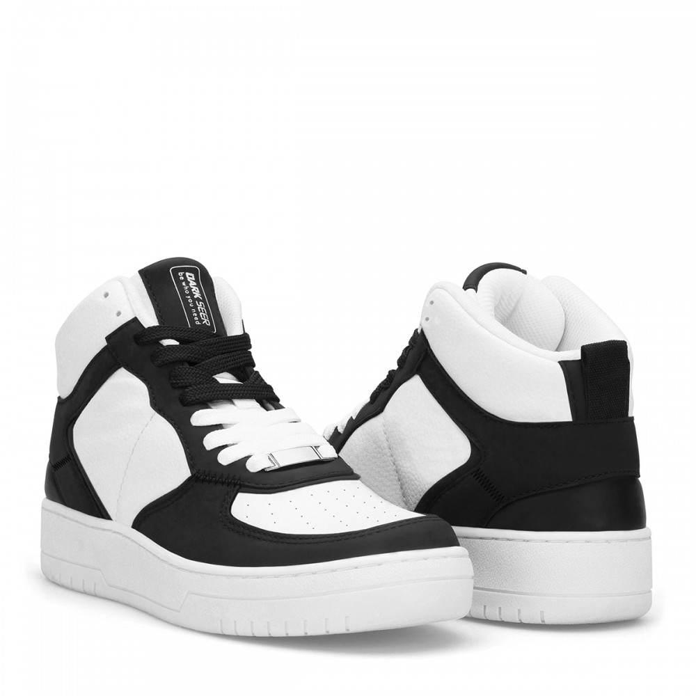 Women's High Top Sneakers - White Black - DS Maya