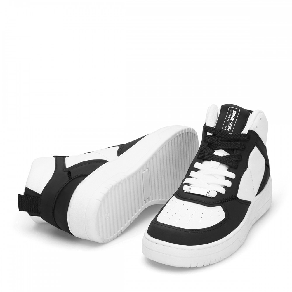 Women's High Top Sneakers - White Black - DS Maya