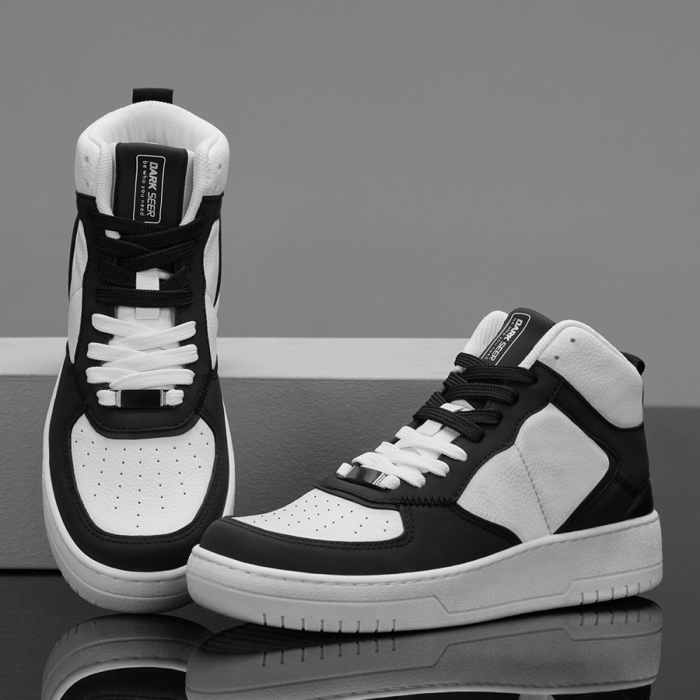 Women's High Top Sneakers - White Black - DS Maya