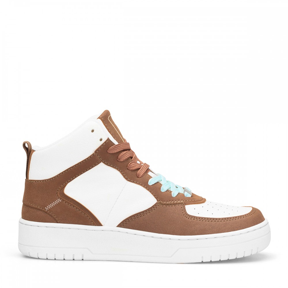 Women's High Top Sneakers - White Tan - DS Maya