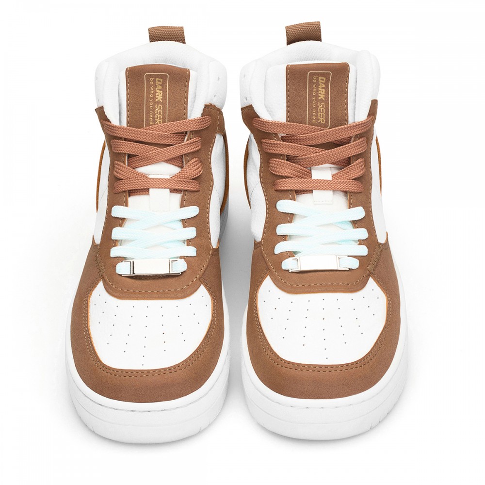 Women's High Top Sneakers - White Tan - DS Maya