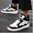Women's High Top Sneakers - White Black - DS Violet