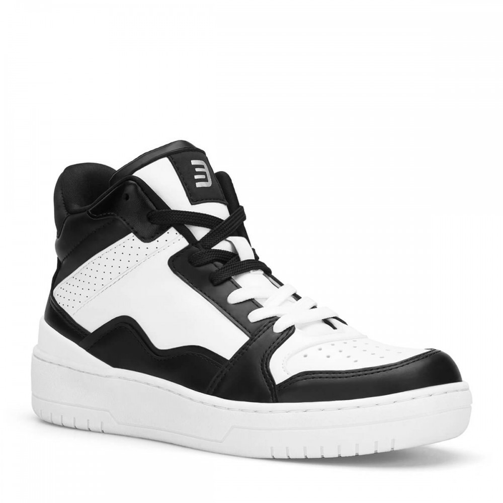 Women's High Top Sneakers - White Black - DS Violet