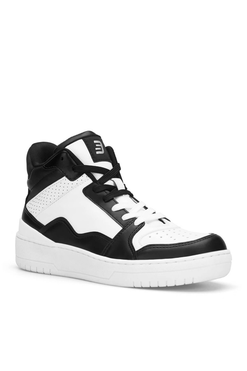 Women's High Top Sneakers - White Black - DS Violet