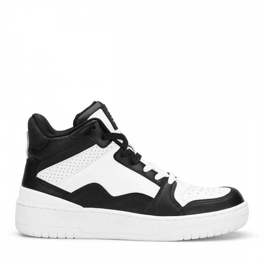 Women's High Top Sneakers - White Black - DS Violet