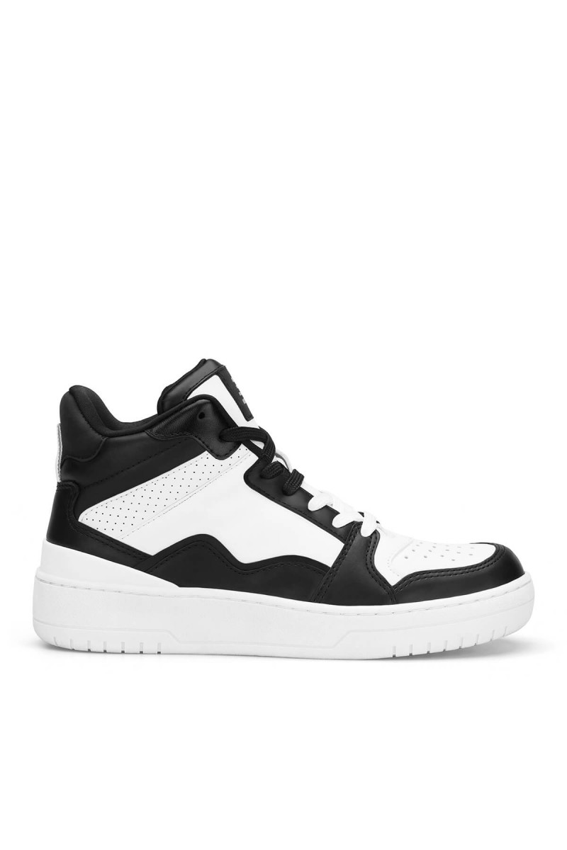 Women's High Top Sneakers - White Black - DS Violet