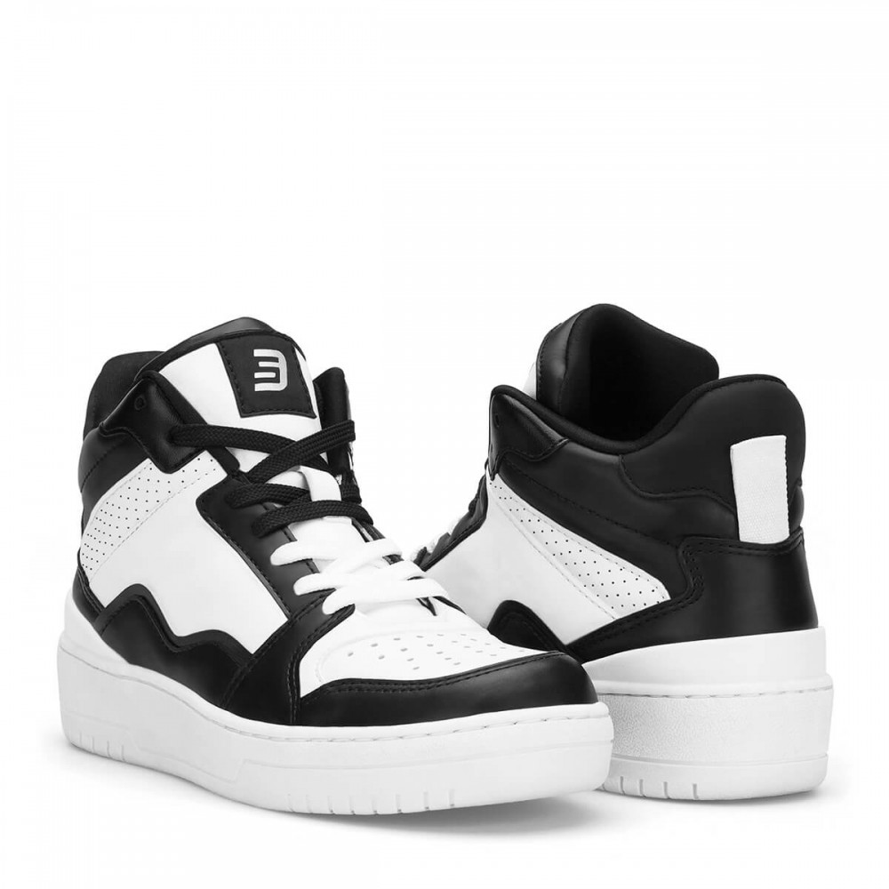 Women's High Top Sneakers - White Black - DS Violet