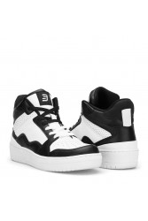 Women's High Top Sneakers - White Black - DS Violet