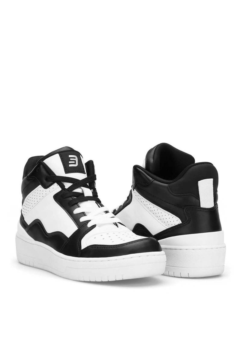Women's High Top Sneakers - White Black - DS Violet