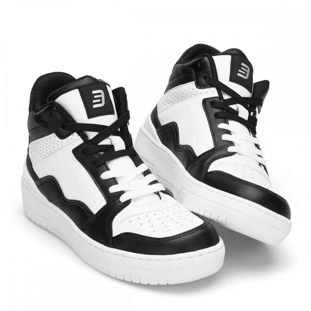 Women's High Top Sneakers - White Black - DS Violet