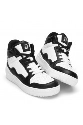 Women's High Top Sneakers - White Black - DS Violet